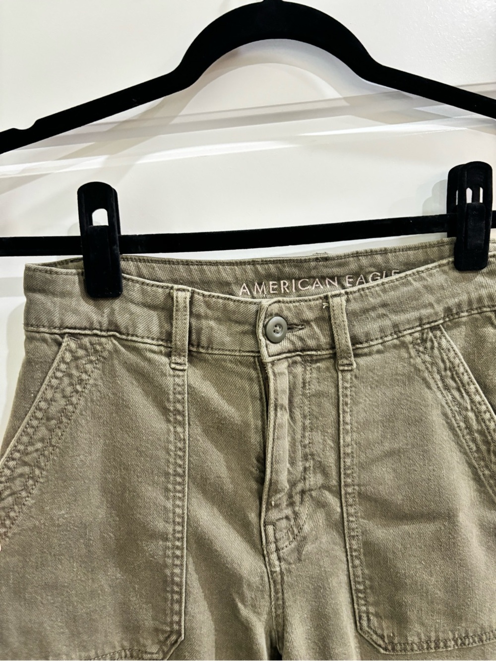 American Eagle Olive Green Stretch Utility Pants size 0 short - Picture 5 of 7